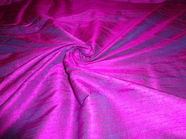 100% PURE SILK DUPIONI FABRIC MAGENTA PINK colour 54&quot; wide WITH SLUBS*
