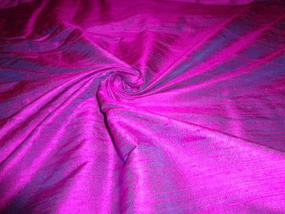 100% PURE SILK DUPIONI FABRIC MAGENTA PINK colour 54&quot; wide WITH SLUBS*