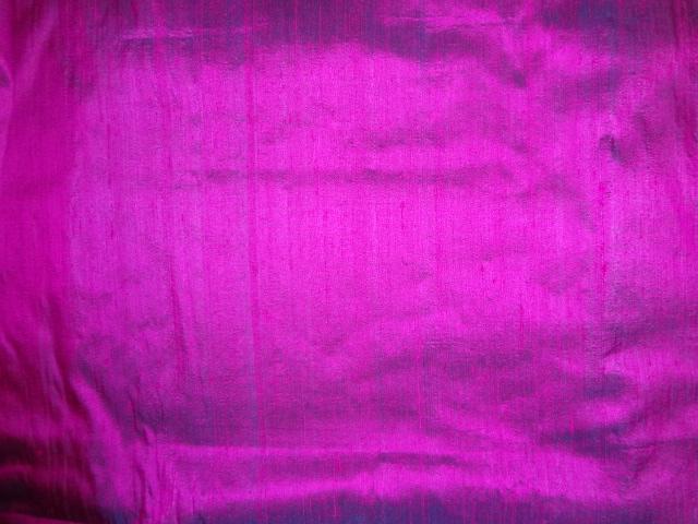 100% PURE SILK DUPIONI FABRIC dark pink x blue 54&quot; wide WITH SLUBS*