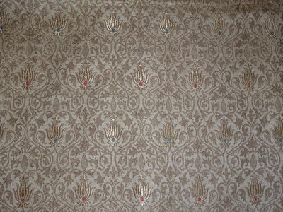 BROCADE FABRIC BEIGE, BLUE,RED,BEIGE,GOLD X OLD METALLIC GOLD COLOR