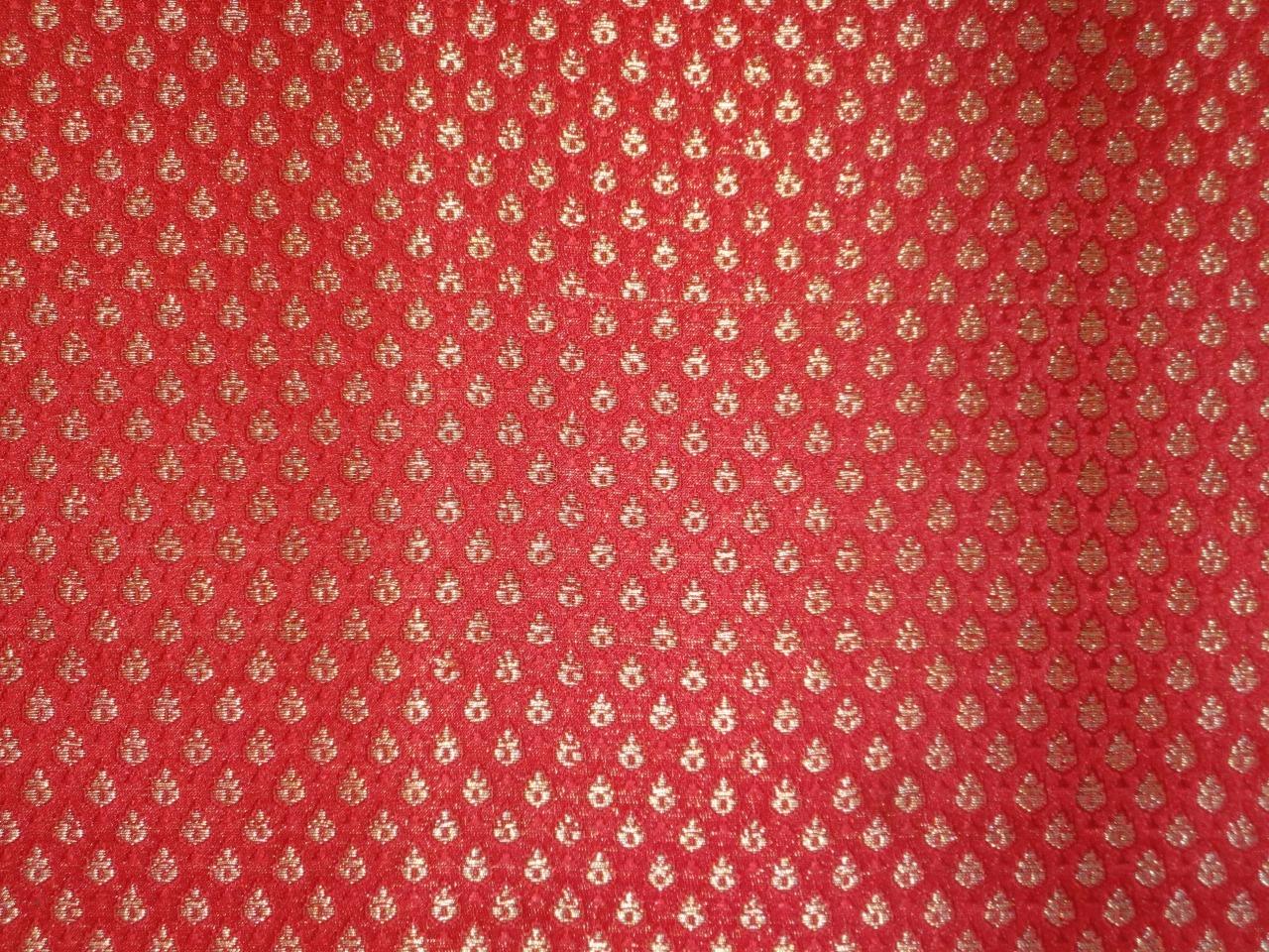 BROCADE FABRIC RED X METALLIC GOLD COLOR 44&quot; INCHES