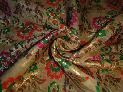 Brocade fabric multi colour 44" wide BRO851 available in four colors [HOT PINK,BEIGE,BURGUNDY,BLACK]