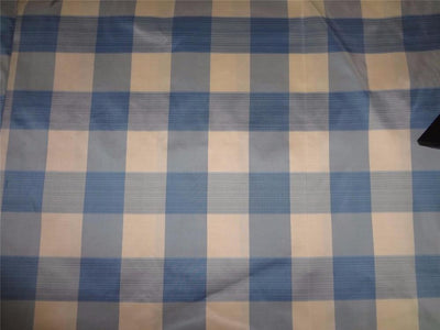 SILK TAFFETA FABRIC IVORY CREAM GREY DARK GREYISH BLUE COLOR PLAIDS-54&quot; wide TAFC47[1]