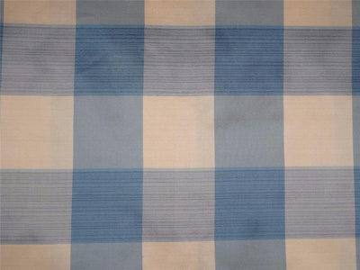 SILK TAFFETA FABRIC IVORY CREAM GREY DARK GREYISH BLUE COLOR PLAIDS-54&quot; wide TAFC47[1]