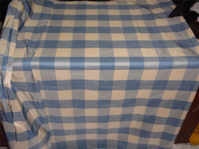 SILK TAFFETA FABRIC IVORY CREAM GREY DARK GREYISH BLUE COLOR PLAIDS-54&quot; wide TAFC47[1]