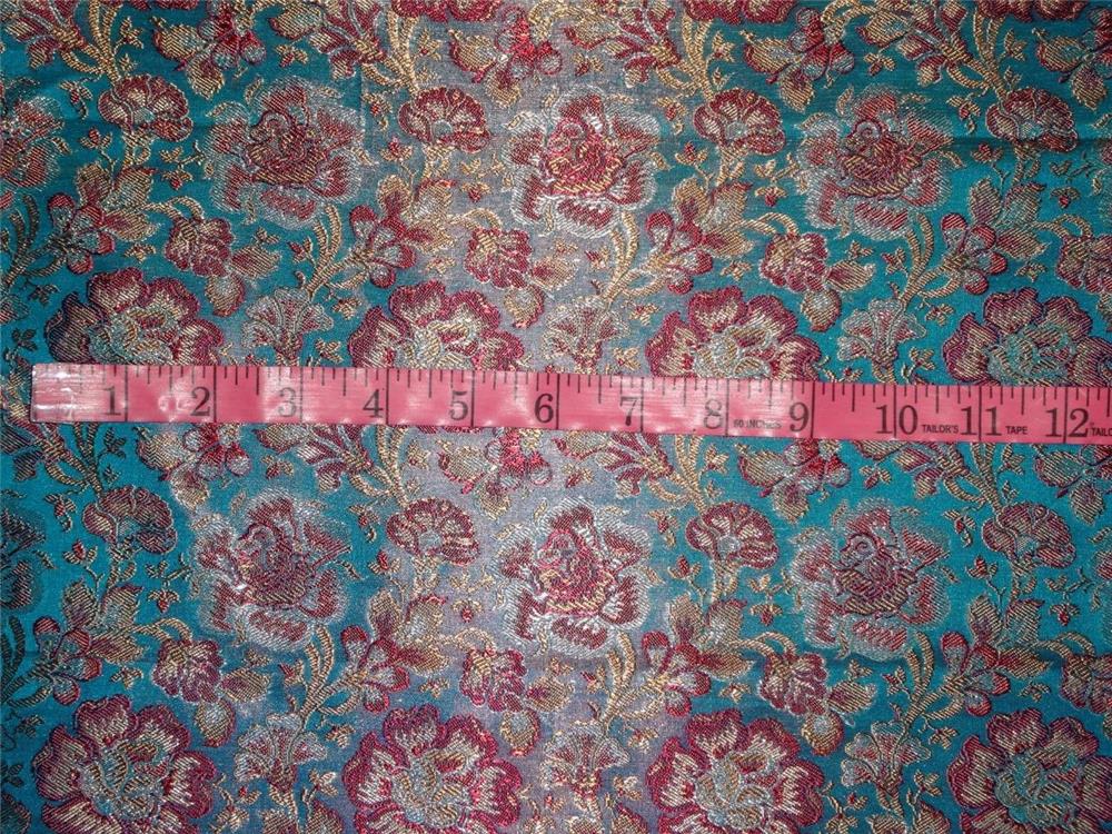 SILK BROCADE TURQUOISE BLUE,RED,MUSTARD COLOR 44&quot;INCH