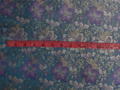 SILK BROCADE BLUE,PURPLE,IVORY &amp; GOLD COLOR 44&quot;INCH