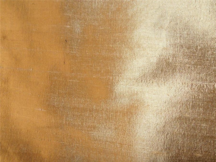 100% PURE SILK DUPIONI FABRIC GOLD X GOLD colour 54&quot; wide &quot; WITH SLUBS*