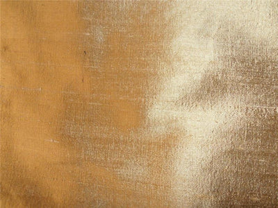 100% PURE SILK DUPIONI FABRIC GOLD X GOLD colour 54&quot; wide &quot; WITH SLUBS*