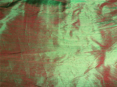 100% PURE SILK DUPIONI FABRIC EMERALD GREEN X RED colour 44&quot; wide WITH SLUBS*MM37[1]