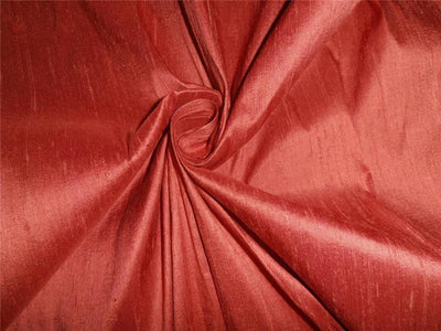 100% PURE SILK DUPIONI FABRIC DUSTY RED colour 54&quot; wide WITH SLUBS*