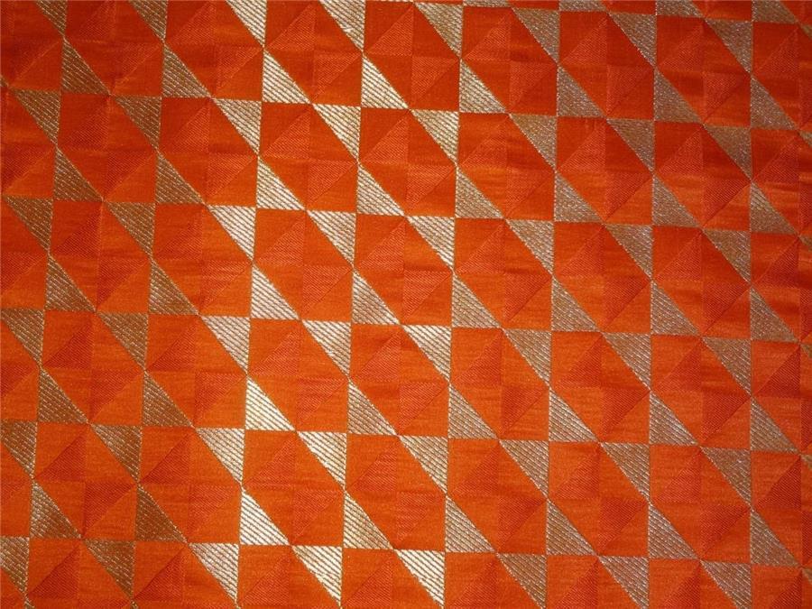 HEAVY BROCADE ORANGE X METALLIC GOLD COLOR 44&quot;INCH