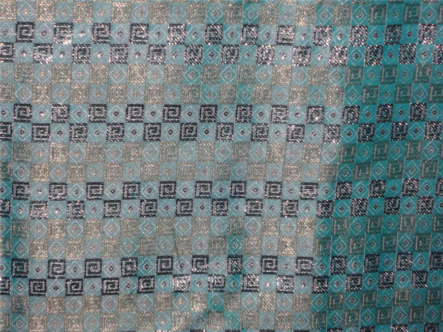 BROCADE SEA BLUE WITH GOLD AND SILVER COLOR 44&quot;INCH