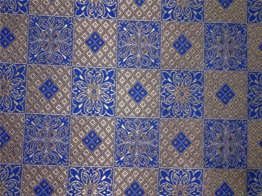 BROCADE FABRIC ROYAL BLUE, SILVER X METALLIC GOLD COLOR 44" WIDE BRO452[1]