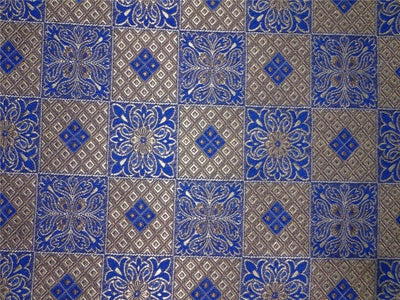 BROCADE FABRIC ROYAL BLUE, SILVER X METALLIC GOLD COLOR 44" WIDE BRO452[1]