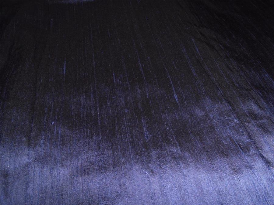 100% PURE SILK DUPION FABRIC NAVY BLUE X BLACK colour 54&quot; wide WITH SLUBS MM32[2]