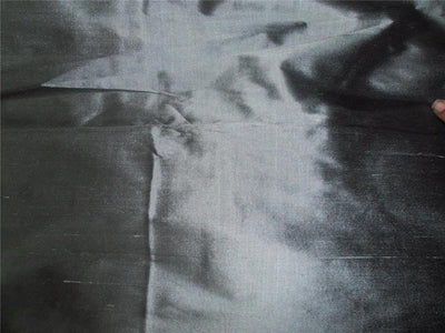 100% pure silk dupioni fabric black x grey 54&quot;wide width slub MM20[4]