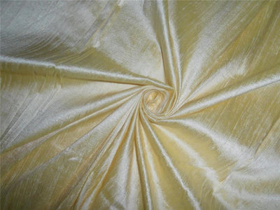 100% PURE SILK DUPION FABRIC YELLOW X IVORY colour 54&quot; wide WITH SLUBS