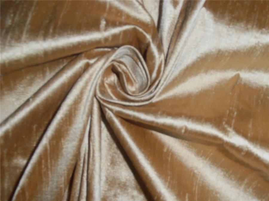 100% PURE SILK DUPION FABRIC BROWN X IVORY colour 54&quot; wide WITH SLUBS