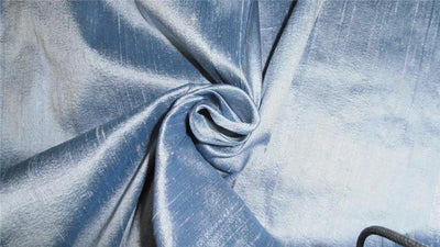 100% PURE SILK DUPIONI FABRIC BLUE X IVORY colour 54&quot; wide WITH SLUBS