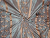 silk taffeta fabric blue x beige with gold satin stripe &amp; embroidery 54&quot;TAF#E14