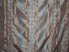 silk taffeta fabric blue x beige with gold satin stripe &amp; embroidery 54&quot;TAF#E14