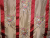 silk taffeta dark beige with red satin stripes &amp; multi color embroidery TAF#E12