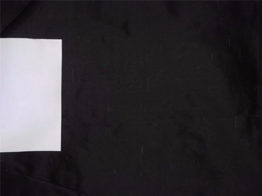 100% PURE SILK DUPIONI FABRIC JET BLACK X WHITE colour 54&quot; wide with SLUBS