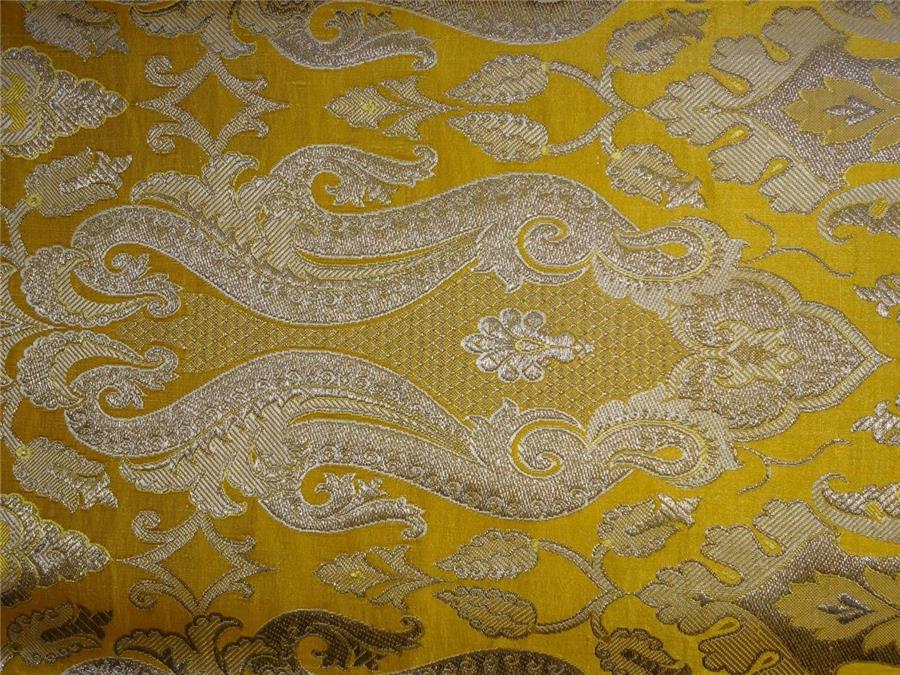 SILK BROCADE~WIDTH 36 ~ MANGO YELLOW X METALLIC GOLD COLOUR