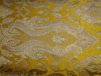 SILK BROCADE~WIDTH 36 ~ MANGO YELLOW X METALLIC GOLD COLOUR