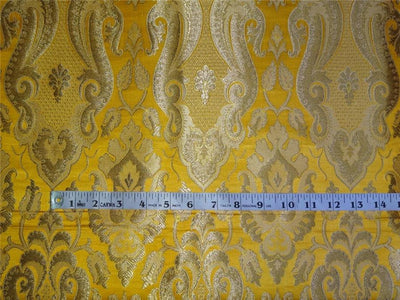 SILK BROCADE~WIDTH 36 ~ MANGO YELLOW X METALLIC GOLD COLOUR