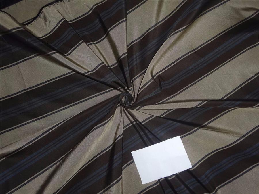 100% Silk Taffeta Fabric GREY/BLACK/BLUE COLOR stripes 54" wide Taf#S137
