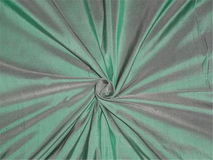 PURE SILK DUPIONI FABRIC GREEN X IVORY COLOR 54" wide DUP200[2]