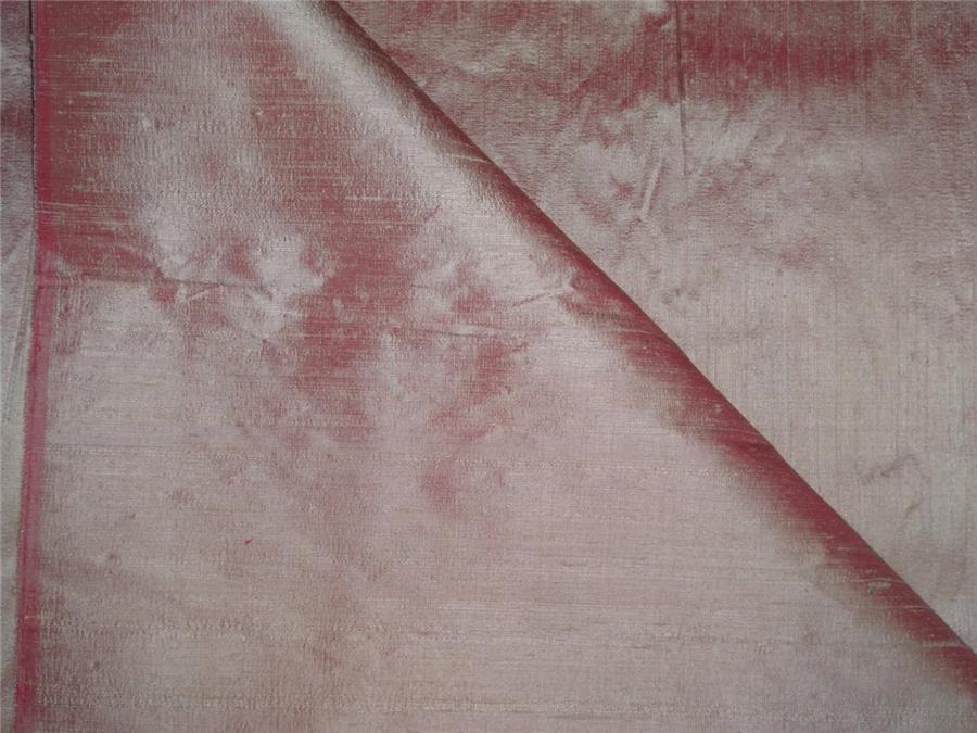 100% pure silk dupion fabric peachy pink x golden cream colour 54&quot; wide with slubs*