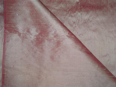 100% pure silk dupion fabric peachy pink x golden cream colour 54&quot; wide with slubs*