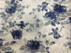 100% linen Beautiful Blue Grey and White Floral Print Fabric 58" wide [11671]