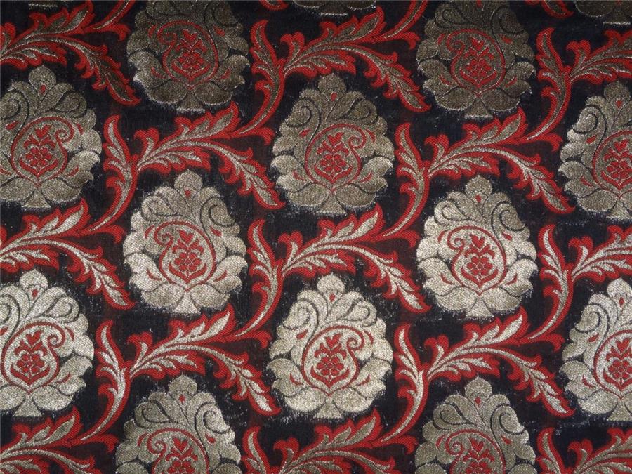 BROCADE FABRIC BLACK,MAROON X METALLIC GOLD COLOR 44" WIDE BRO339[4]