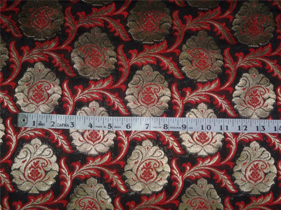 BROCADE FABRIC BLACK,MAROON X METALLIC GOLD COLOR 44" WIDE BRO339[4]