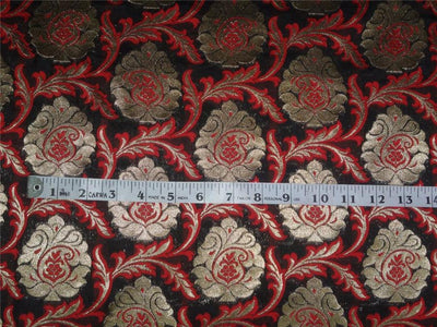 BROCADE FABRIC BLACK,MAROON X METALLIC GOLD COLOR 44" WIDE BRO339[4]