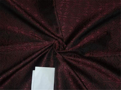 SILK BROCADE FABRIC AUBERGINE X BLACK COLOR 44" wide BRO243[2]