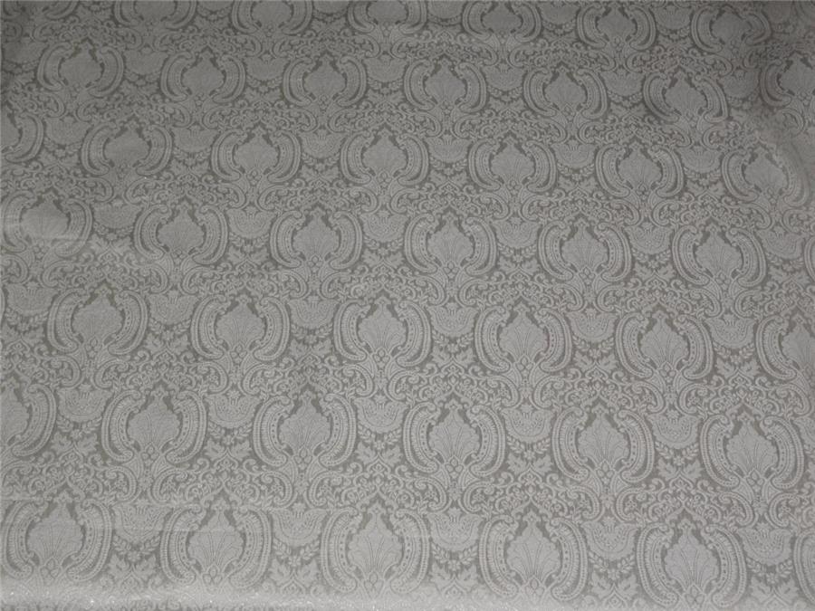Silk Brocade fabric Ivory X Silver Lurex Color 44&quot;