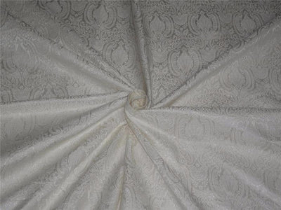 Silk Brocade fabric Ivory X Silver Lurex Color 44&quot;