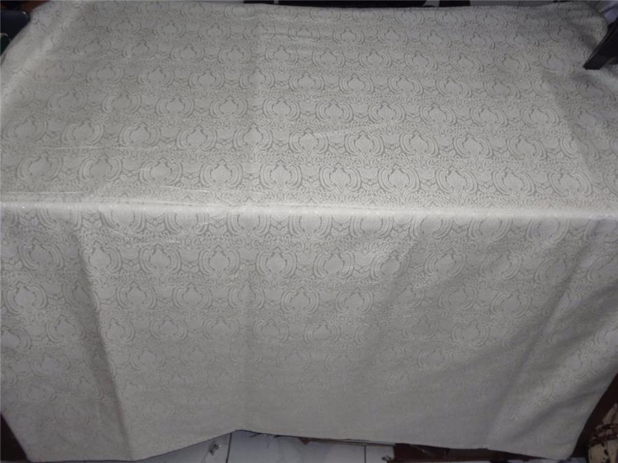 Silk Brocade fabric Ivory X Silver Lurex Color 44&quot;