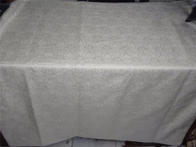 Silk Brocade fabric Ivory X Silver Lurex Color 44&quot;