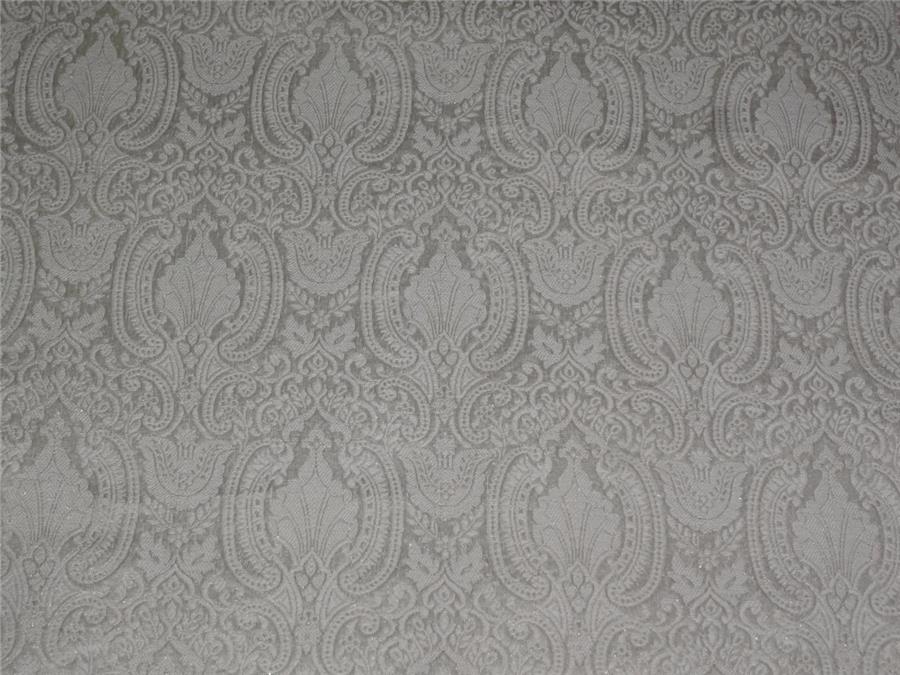 Silk Brocade fabric Ivory X Silver Lurex Color 44&quot;