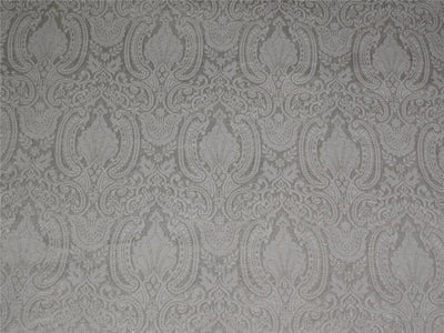Silk Brocade fabric Ivory X Silver Lurex Color 44&quot;