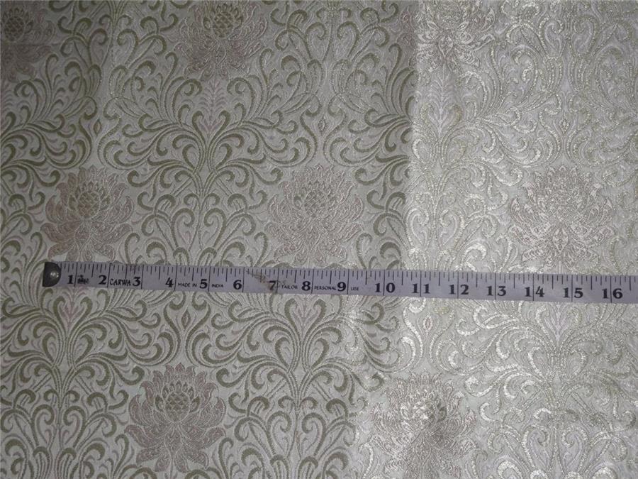 Heavy Brocade fabric Off White,Pink X Metallic Gold Color 44&quot;