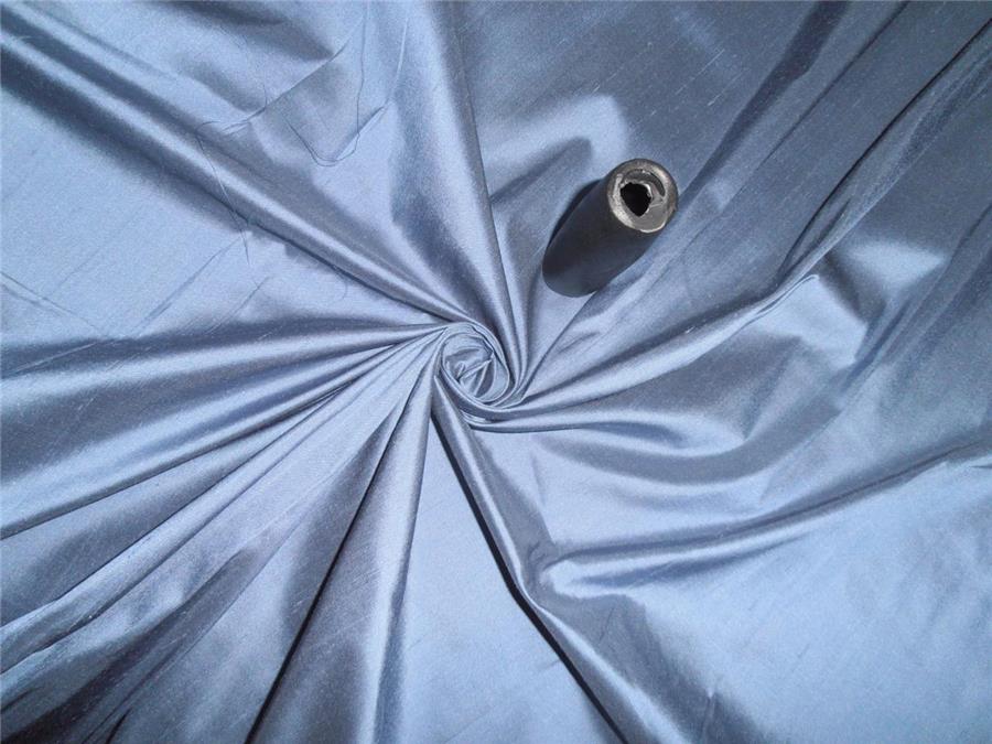 100% PURE SILK DUPIONI FABRIC DUSTY BLUE colour 44&quot;wide