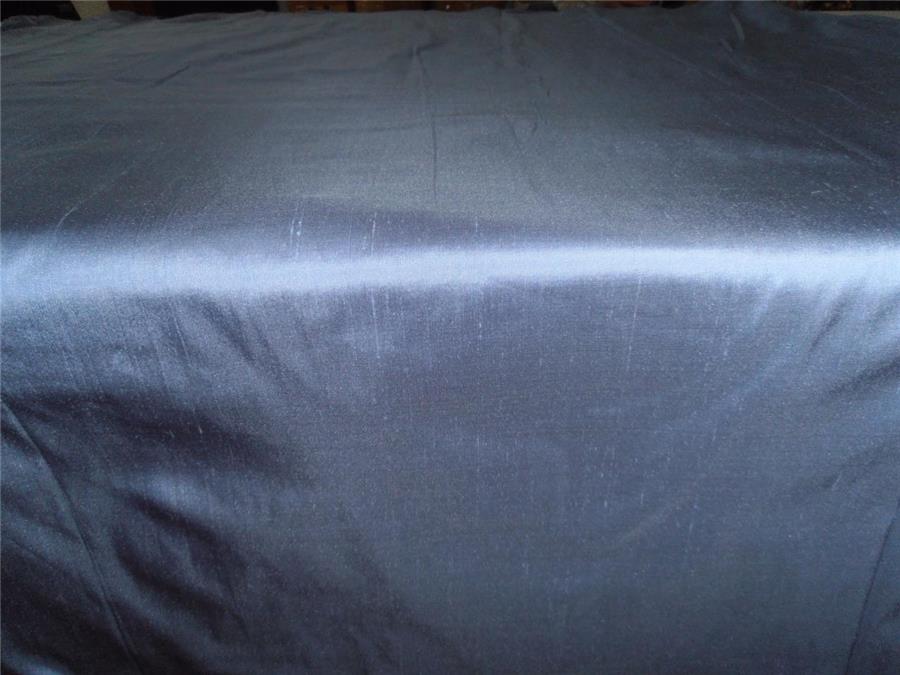 100% PURE SILK DUPIONI FABRIC DUSTY BLUE colour 44&quot;wide