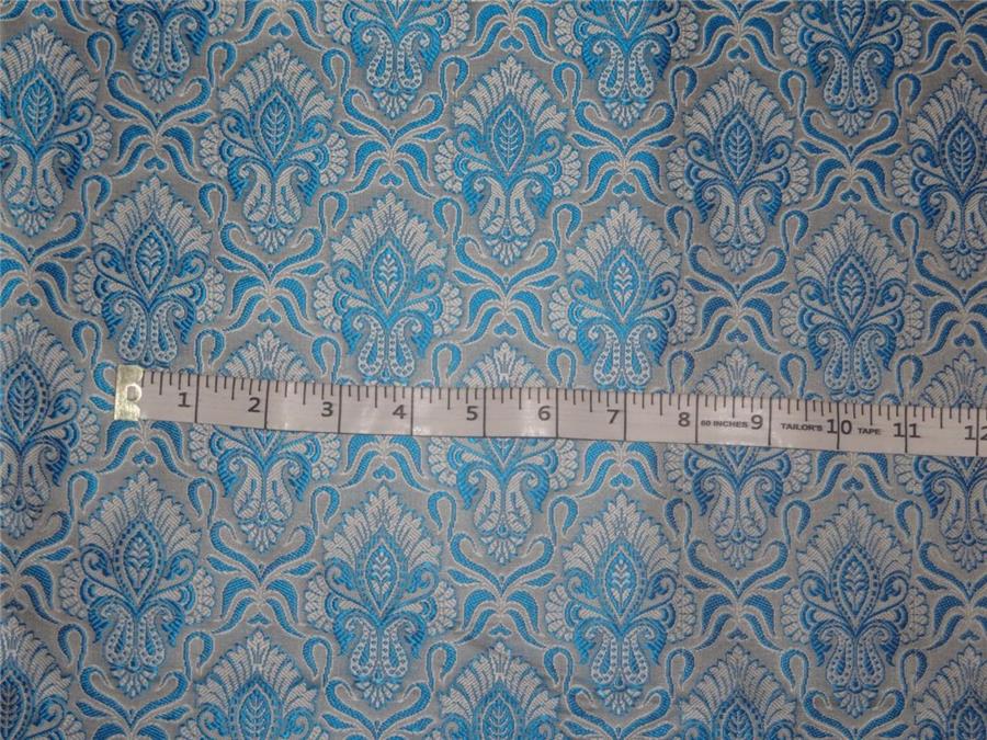 Brocade fabric Blue X Silver Color 44&quot;